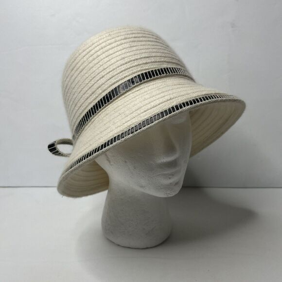 Nordstrom Off white Wool Blend Cloche Bucket Hat Bow Women's One Size - Picture 1 of 11